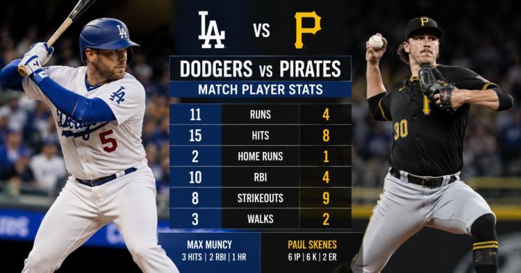 Dodgers vs Pittsburgh Pirates Match Player Stats